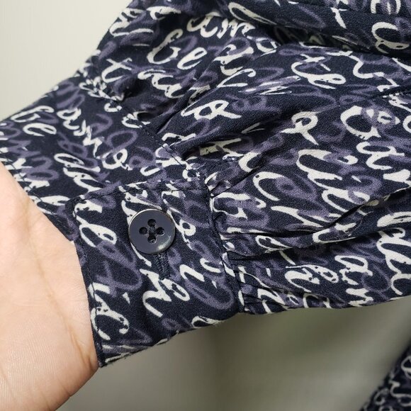 Cabi Te Amo Printed‎ Balloon Sleeve Blouse S Blue Top - Picture 5 of 11